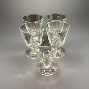 Vintage Set of 5 Cordial/Wine/Dessert Goblets-Glass-4.5" Tall Collectible
